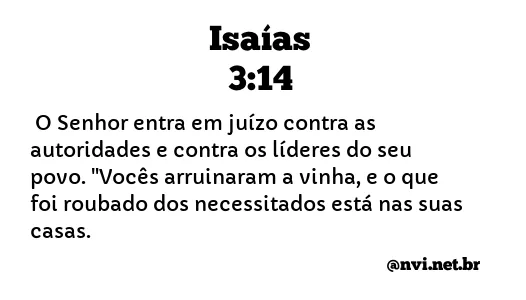 ISAÍAS 3:14 NVI NOVA VERSÃO INTERNACIONAL