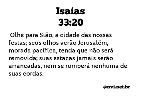 ISAÍAS 33:20 NVI NOVA VERSÃO INTERNACIONAL