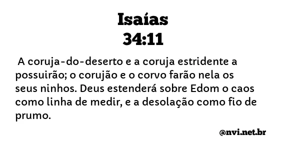 ISAÍAS 34:11 NVI NOVA VERSÃO INTERNACIONAL