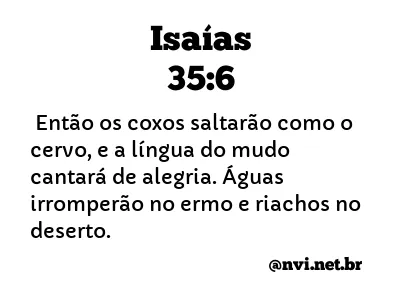 ISAÍAS 35:6 NVI NOVA VERSÃO INTERNACIONAL