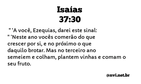 ISAÍAS 37:30 NVI NOVA VERSÃO INTERNACIONAL