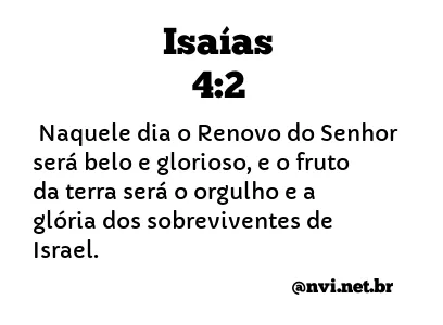 ISAÍAS 4:2 NVI NOVA VERSÃO INTERNACIONAL