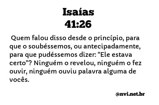 ISAÍAS 41:26 NVI NOVA VERSÃO INTERNACIONAL