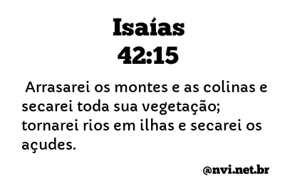 ISAÍAS 42:15 NVI NOVA VERSÃO INTERNACIONAL