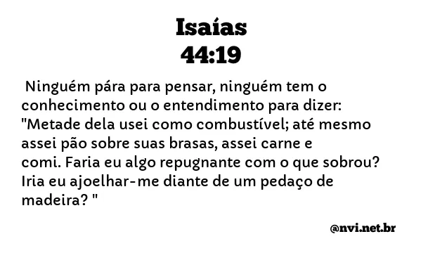 ISAÍAS 44:19 NVI NOVA VERSÃO INTERNACIONAL