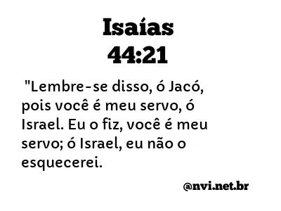 ISAÍAS 44:21 NVI NOVA VERSÃO INTERNACIONAL