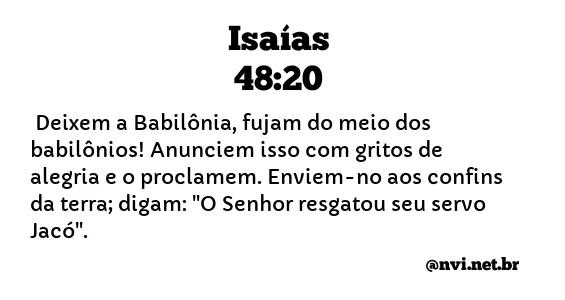 ISAÍAS 48:20 NVI NOVA VERSÃO INTERNACIONAL