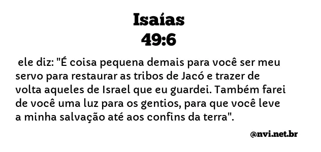 ISAÍAS 49:6 NVI NOVA VERSÃO INTERNACIONAL