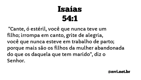 ISAÍAS 54:1 NVI NOVA VERSÃO INTERNACIONAL