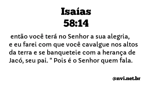 ISAÍAS 58:14 NVI NOVA VERSÃO INTERNACIONAL