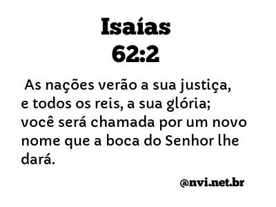 ISAÍAS 62:2 NVI NOVA VERSÃO INTERNACIONAL