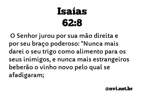 ISAÍAS 62:8 NVI NOVA VERSÃO INTERNACIONAL