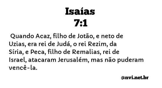 ISAÍAS 7:1 NVI NOVA VERSÃO INTERNACIONAL
