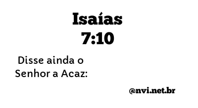 ISAÍAS 7:10 NVI NOVA VERSÃO INTERNACIONAL