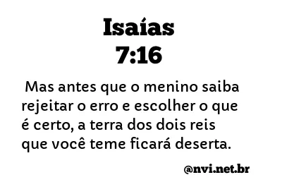 ISAÍAS 7:16 NVI NOVA VERSÃO INTERNACIONAL