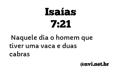 ISAÍAS 7:21 NVI NOVA VERSÃO INTERNACIONAL