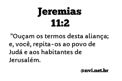 JEREMIAS 11:2 NVI NOVA VERSÃO INTERNACIONAL