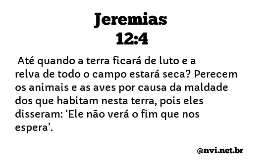 JEREMIAS 12:4 NVI NOVA VERSÃO INTERNACIONAL