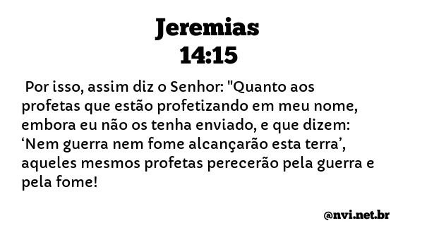 JEREMIAS 14:15 NVI NOVA VERSÃO INTERNACIONAL