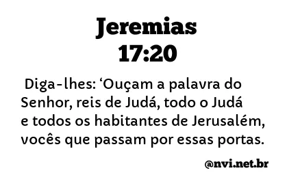 JEREMIAS 17:20 NVI NOVA VERSÃO INTERNACIONAL