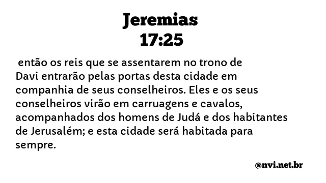 JEREMIAS 17:25 NVI NOVA VERSÃO INTERNACIONAL