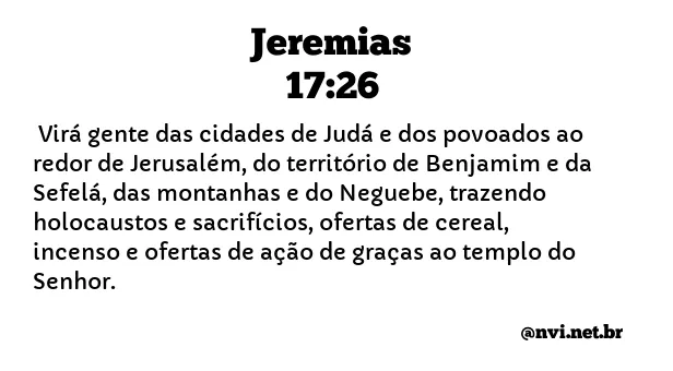 JEREMIAS 17:26 NVI NOVA VERSÃO INTERNACIONAL