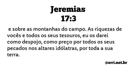 JEREMIAS 17:3 NVI NOVA VERSÃO INTERNACIONAL