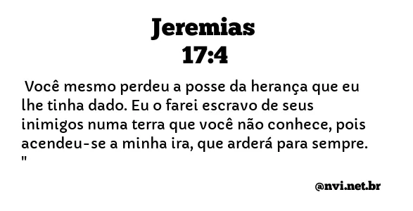 JEREMIAS 17:4 NVI NOVA VERSÃO INTERNACIONAL