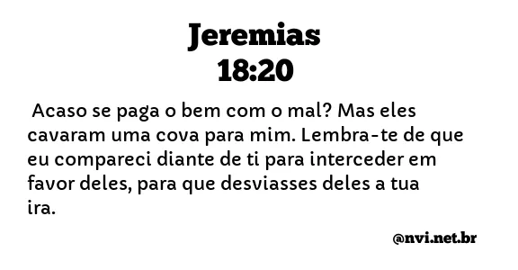 JEREMIAS 18:20 NVI NOVA VERSÃO INTERNACIONAL