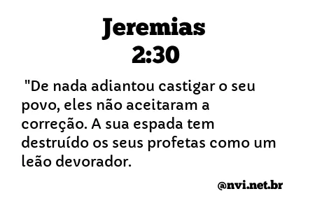JEREMIAS 2:30 NVI NOVA VERSÃO INTERNACIONAL