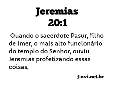 JEREMIAS 20:1 NVI NOVA VERSÃO INTERNACIONAL