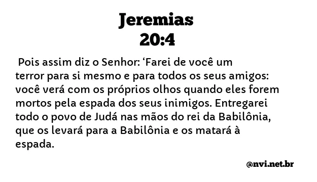 JEREMIAS 20:4 NVI NOVA VERSÃO INTERNACIONAL