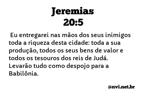 JEREMIAS 20:5 NVI NOVA VERSÃO INTERNACIONAL