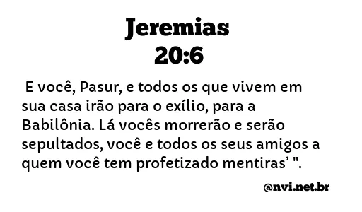 JEREMIAS 20:6 NVI NOVA VERSÃO INTERNACIONAL