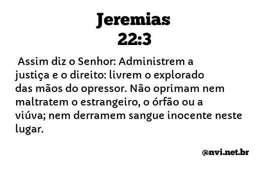 JEREMIAS 22:3 NVI NOVA VERSÃO INTERNACIONAL