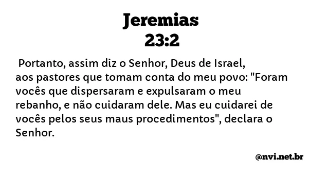 JEREMIAS 23:2 NVI NOVA VERSÃO INTERNACIONAL