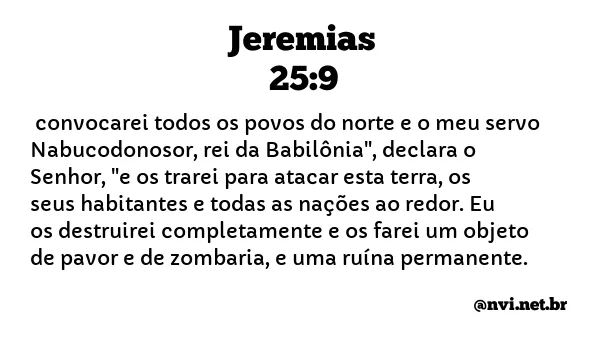 JEREMIAS 25:9 NVI NOVA VERSÃO INTERNACIONAL