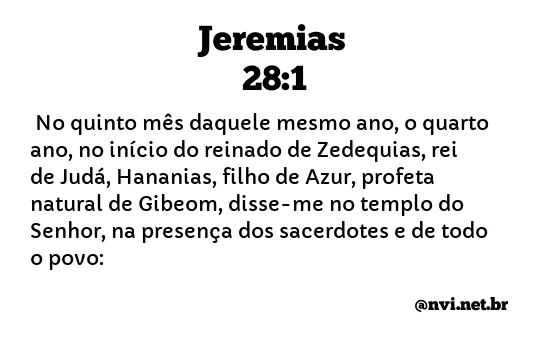 JEREMIAS 28:1 NVI NOVA VERSÃO INTERNACIONAL