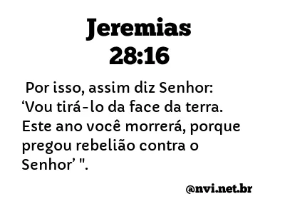 JEREMIAS 28:16 NVI NOVA VERSÃO INTERNACIONAL