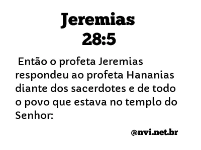 JEREMIAS 28:5 NVI NOVA VERSÃO INTERNACIONAL