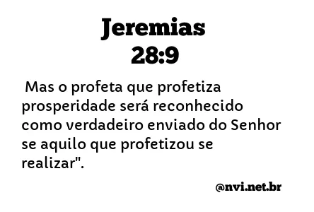 JEREMIAS 28:9 NVI NOVA VERSÃO INTERNACIONAL