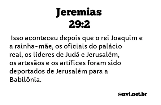 JEREMIAS 29:2 NVI NOVA VERSÃO INTERNACIONAL