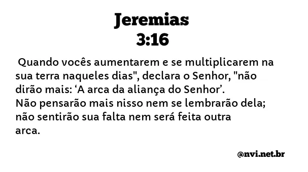 JEREMIAS 3:16 NVI NOVA VERSÃO INTERNACIONAL