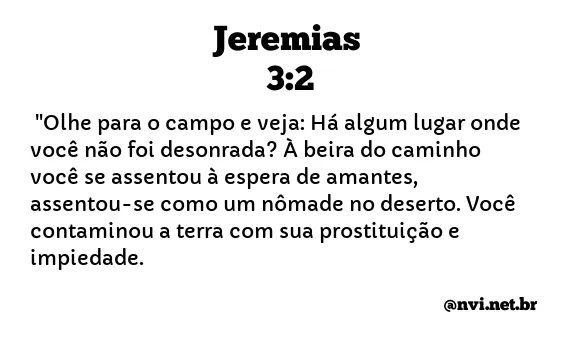 JEREMIAS 3:2 NVI NOVA VERSÃO INTERNACIONAL