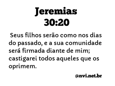 JEREMIAS 30:20 NVI NOVA VERSÃO INTERNACIONAL