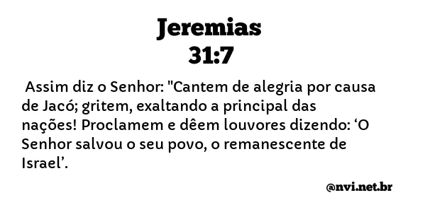 JEREMIAS 31:7 NVI NOVA VERSÃO INTERNACIONAL