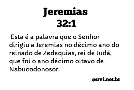 JEREMIAS 32:1 NVI NOVA VERSÃO INTERNACIONAL