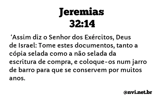 JEREMIAS 32:14 NVI NOVA VERSÃO INTERNACIONAL