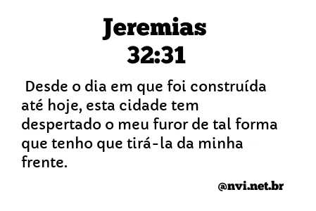 JEREMIAS 32:31 NVI NOVA VERSÃO INTERNACIONAL