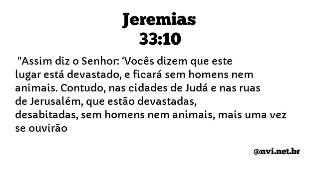 JEREMIAS 33:10 NVI NOVA VERSÃO INTERNACIONAL